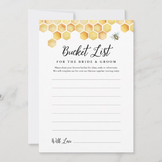 CALLA Bee Bucket List Vrijgezellenfeest Game Kaart (Voorkant)