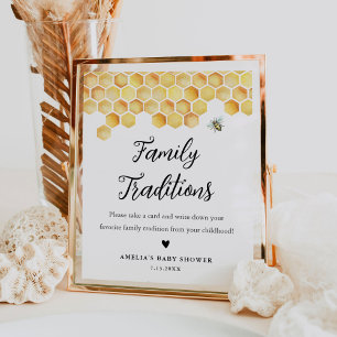 CALLA Bee Family Traditions Baby shower Sign Poster