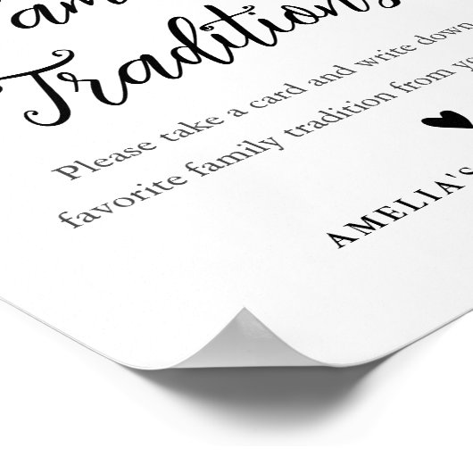 CALLA Bee Family Traditions Baby shower Sign Poster (Hoek)