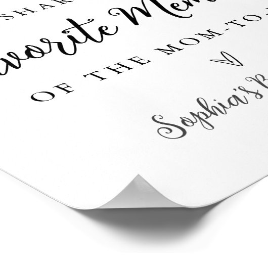 CALLA Bee Favoriete Geheugen Baby shower Sign Poster (Hoek)