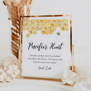 CALLA Bee Fopspeen Hunt Baby shower Spel Sign Poster