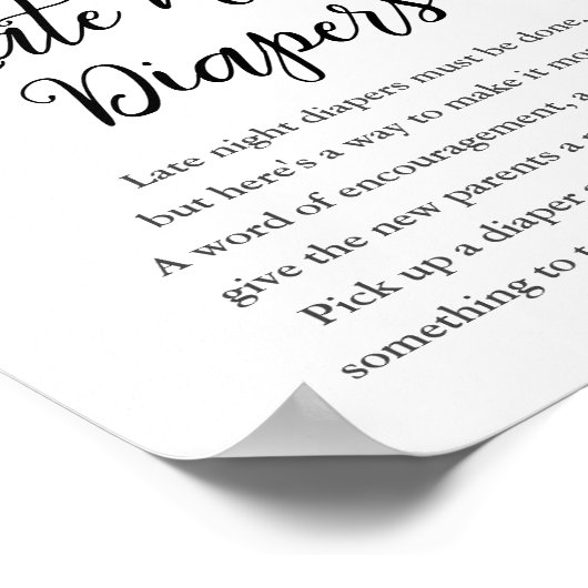 CALLA Bee Late Night Luiers Baby shower Teken Poster (Hoek)