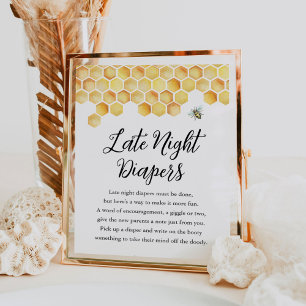 CALLA Bee Late Night Luiers Baby shower Teken Poster