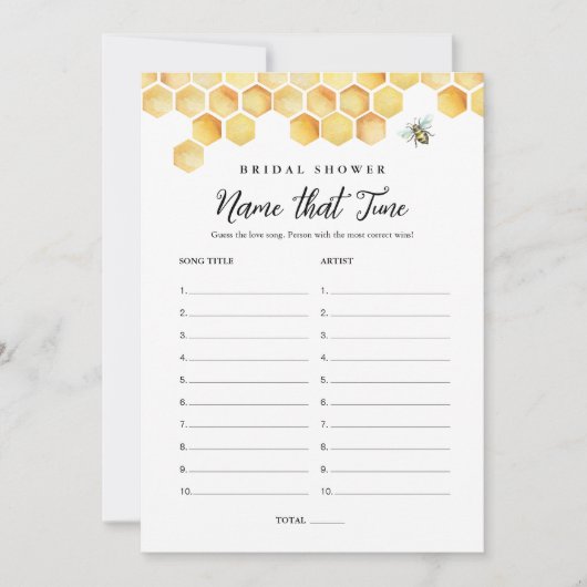 CALLA Bee naam dat Tune Vrijgezellenfeest spel Kaart (Voorkant)