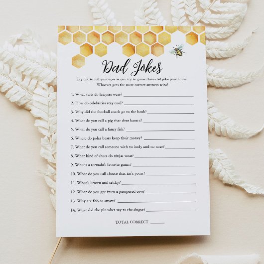 CALLA Bee Papa Grappen Baby shower Game Kaart