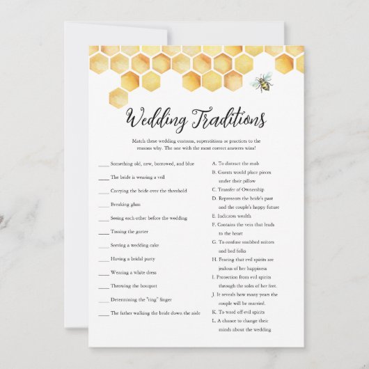 CALLA Bee Trouwtradities Vrijgezellenfeest spel Kaart (Voorkant)