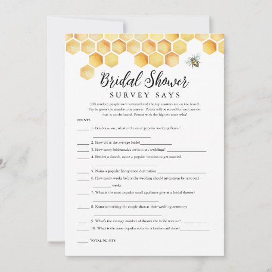 CALLA Bee Vrijgezellenfeest Survey zegt spel Kaart (Voorkant)