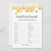 CALLA Bee Word Scramble Vrijgezellenfeest Game Kaa Kaart (Voorkant)