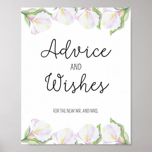 Calla bloemen - Advies en Wensen voor Jonggehuwden Poster (Voorkant)