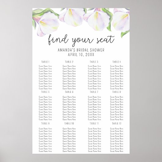 Calla bloemen - Zittafel schuimplank Poster (Voorkant)