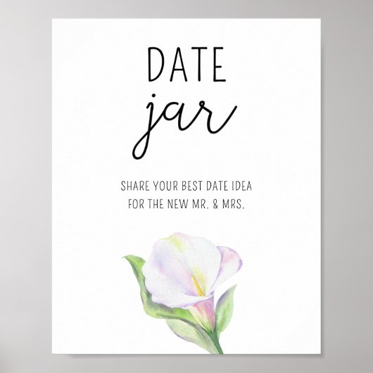 Calla - date night ideeën. Date jar bruidsspel Poster (Voorkant)