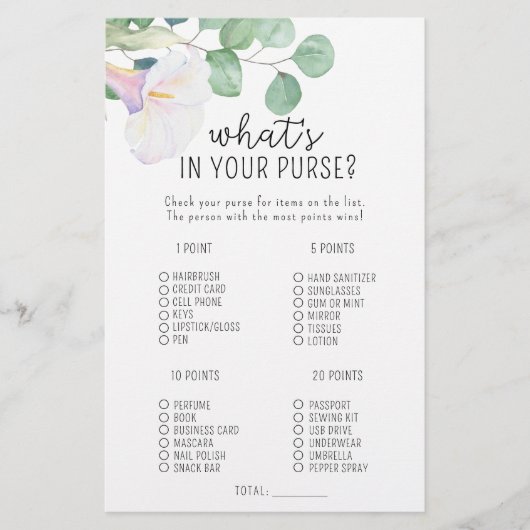 Calla en eucalyptus - Wat zit er in je tas spel (Voorkant)