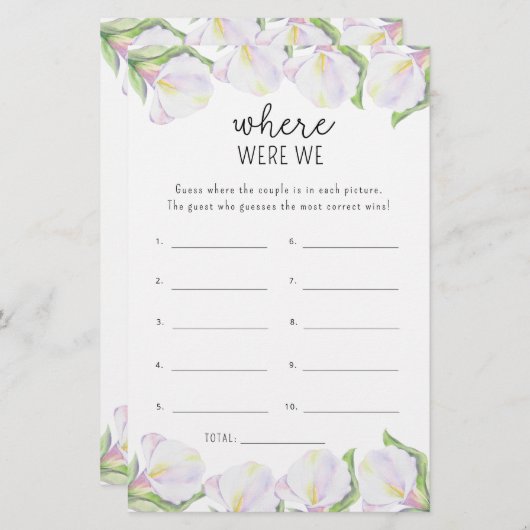 Calla flower - Waar waren we vrijgezellenfeest spe (Voorkant / Achterkant)