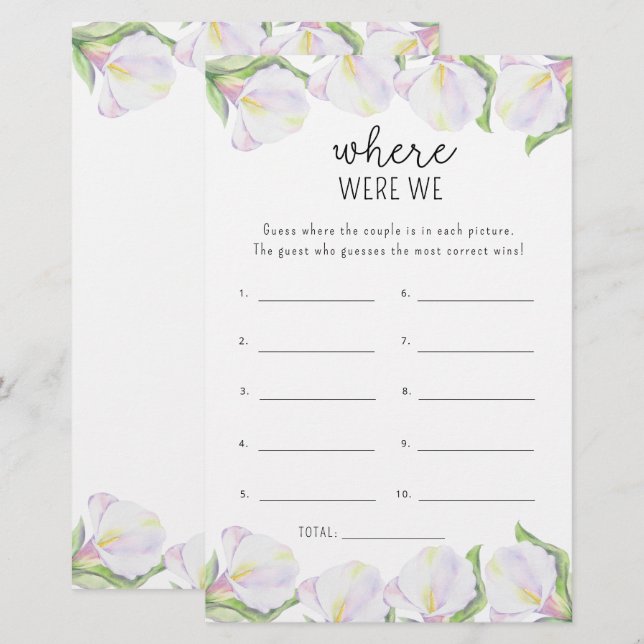 Calla flower - Waar waren we vrijgezellenfeest spe (Voorkant / Achterkant)