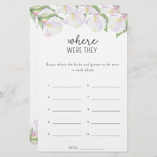 Calla flower - Waar waren ze vrijgezellenfeest spe (Voorkant / Achterkant)