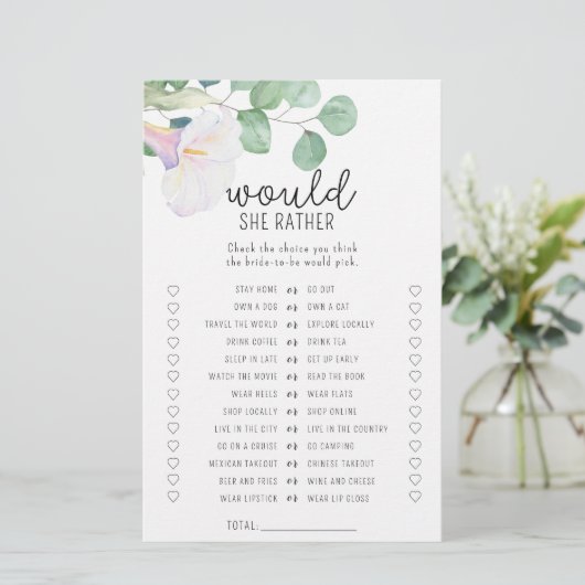 Calla flower - Wil ze liever vrijgezellenfeest spe (Staand voorkant)