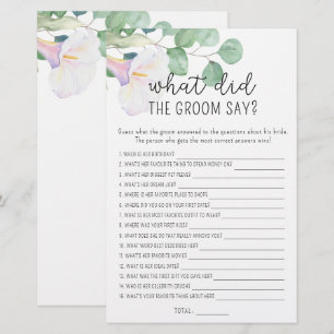 Calla groen, Wat zei de bruidegom bruidsspel