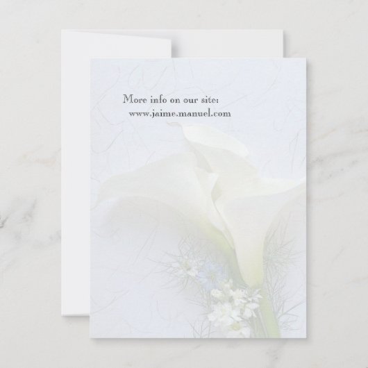 Calla heeft betrekking op nigella en stambloemen save the date (Achterkant)