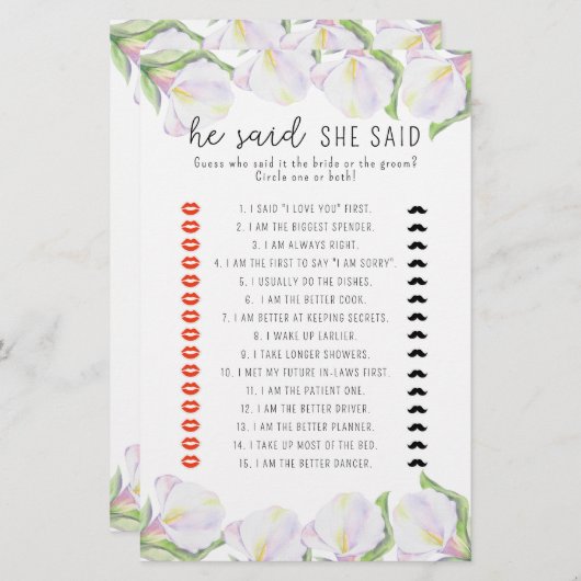 Calla - Hij zei dat ze vrijgezellenfeest spel zei (Voorkant / Achterkant)