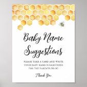 CALLA Honey Bee Baby Naam Ideeën Spel Sign Poster (Voorkant)