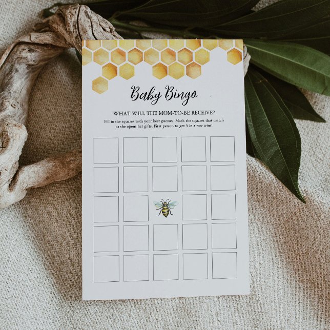 CALLA Honey Bee Baby shower Bingo Kaart (Creator heeft geüpload)