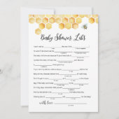 CALLA Honey Bee Baby shower Libs Game Kaart (Voorkant)