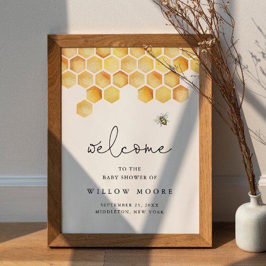 CALLA Honey Bee Baby shower Welkom Poster