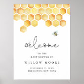 CALLA Honey Bee Baby shower Welkom Poster (Voorkant)