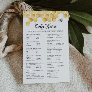 CALLA Honey Bee Baby Trivia Baby shower Game Kaart
