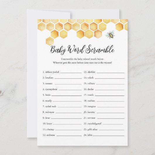 CALLA Honey Bee Baby Word Scramble Game Kaart (Voorkant)