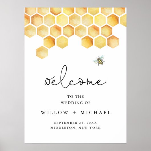 CALLA Honey Bee bruiloft Welkom Poster (Voorkant)