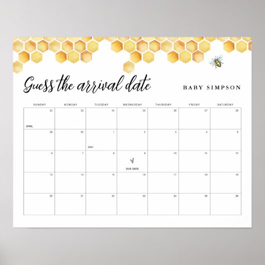 CALLA Honey Bee raden de aankomstdatum spel 16x20 Poster (Voorkant)