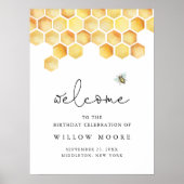 CALLA Honey Bee Verjaardagsfeestje Welkom Poster (Voorkant)