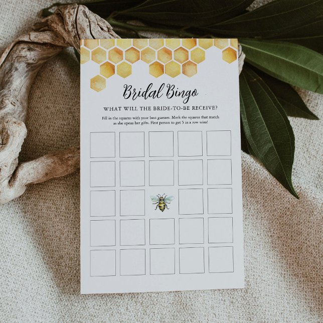 CALLA Honeycomb Bee Bridal Bingo Kaart (Creator heeft geüpload)