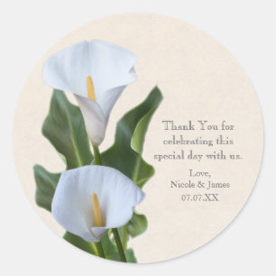 Calla lelie bloemen bloem elegant bruids trouw ronde sticker