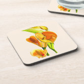 Calla lelie bloesem waterverf floraal bier onderzetter (Linkerzijde)