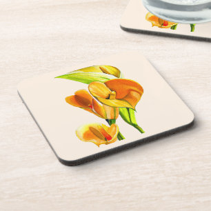 Calla lelie bloesem waterverf floraal bier onderzetter