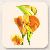 Calla lelie bloesem waterverf floraal bier onderzetter (Voorkant)
