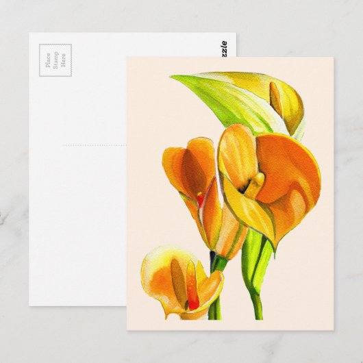 Calla lelie bloesem waterverf floraal briefkaart (Voorkant / Achterkant)