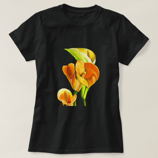 Calla lelie bloesem waterverf floraal t-shirt (Design voorkant)