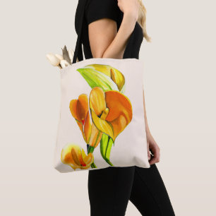 Calla lelie bloesem waterverf floraal tote bag