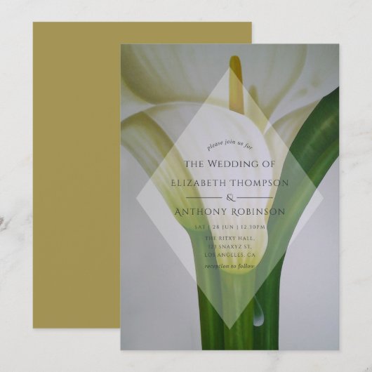 Calla lelie bruiloft kaart (Voorkant / Achterkant)