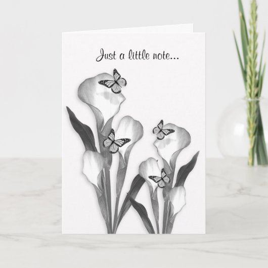 Calla lelie en vlinders potlood schets kaart (Voorkant)