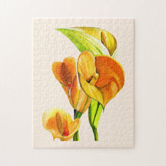 Calla lelie oranje floal waterverf legpuzzel (Verticaal)
