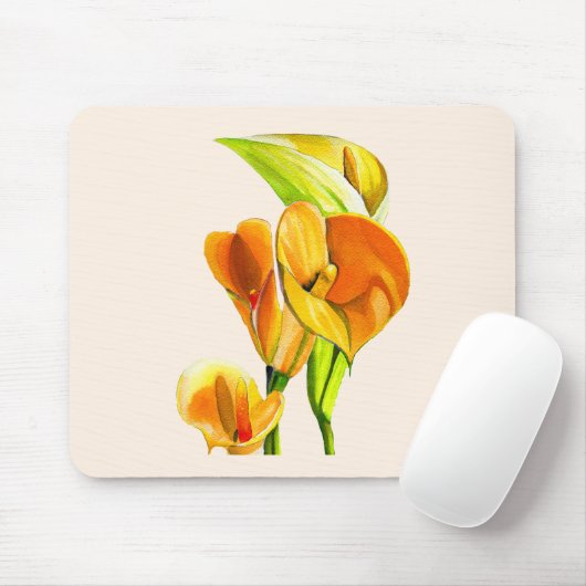 Calla lelie oranje floal waterverf muismat (Met muis)