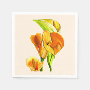 Calla lelie oranje floal waterverf servet