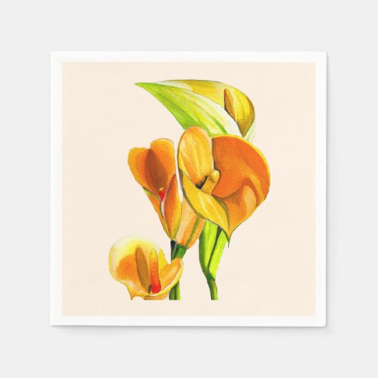 Calla lelie oranje floal waterverf servet (Voorkant)