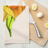 Calla lelie oranje floal waterverf theedoek (Quarter Fold)