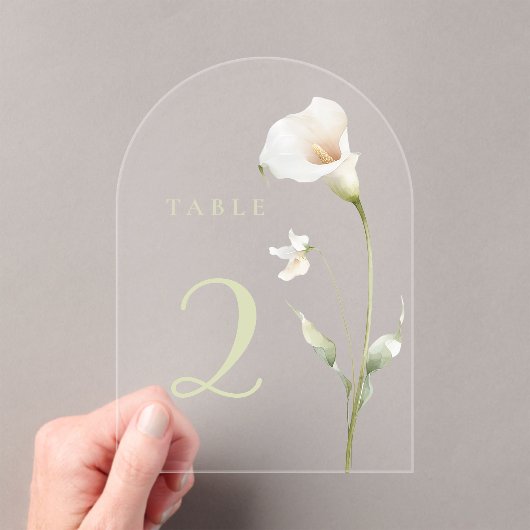 Calla lelie tafel 2 acryl uitnodigingen (Insitu (Draagbaar))