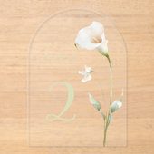 Calla lelie tafel 2 acryl uitnodigingen (Voorkant)